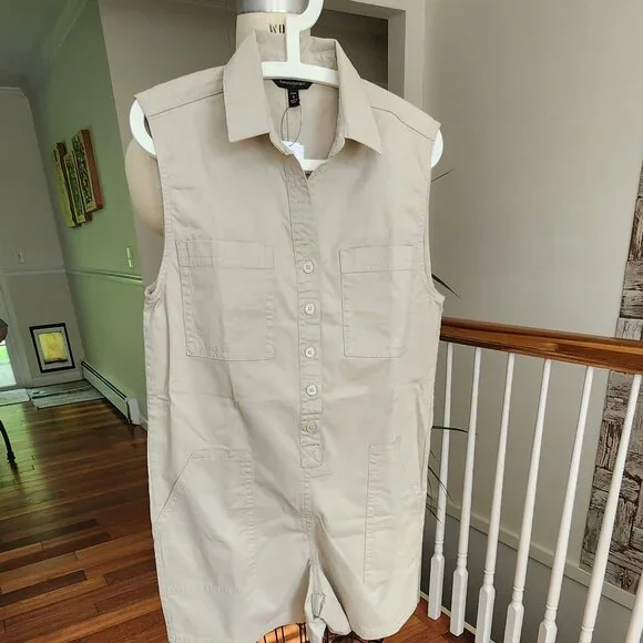 BANANA REPUBLIC Twill Mini Romper Size S Petite - Picture 4 of 7